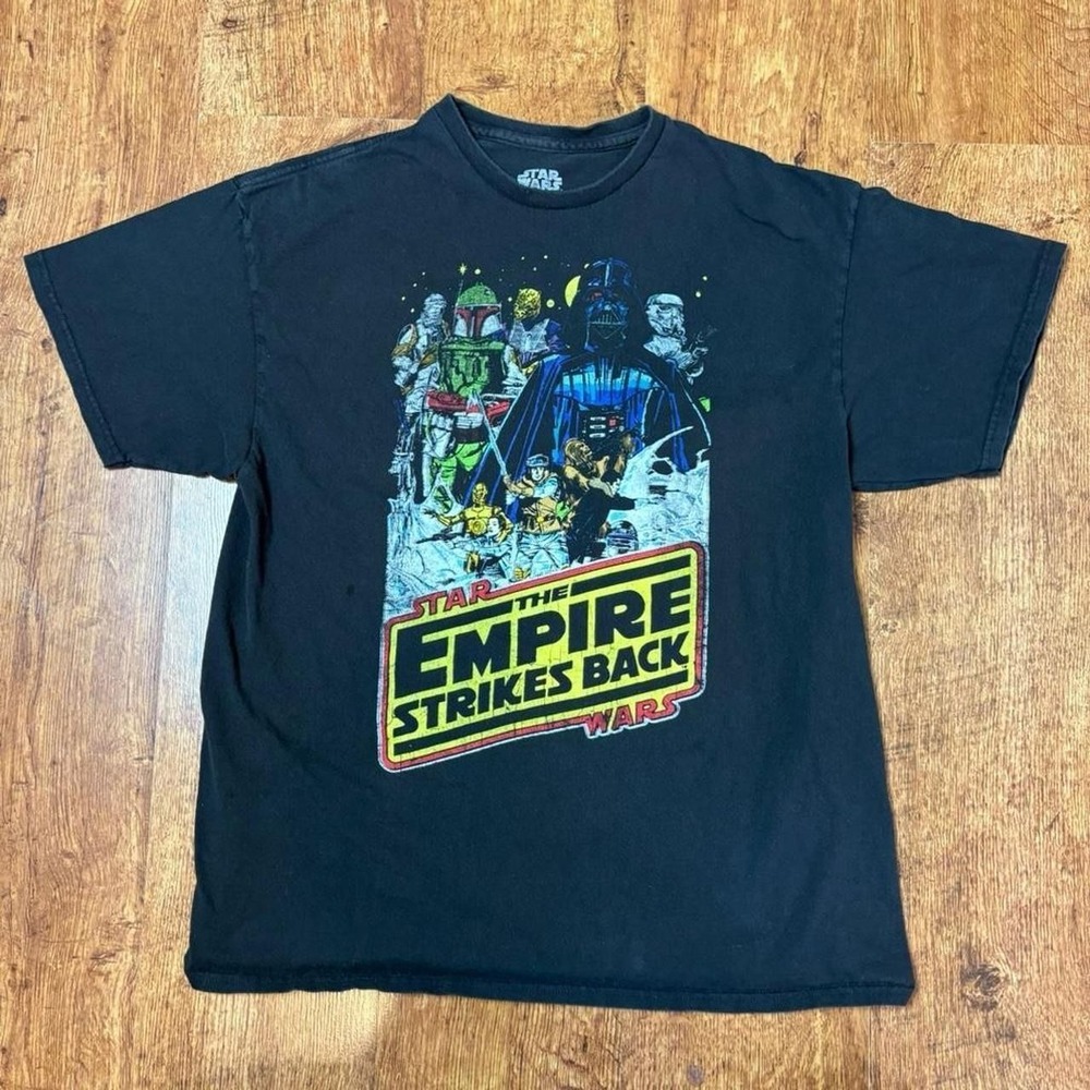 Star Wars Empire Strikes Back Faded Black Graphic T-Shirt Fifth Sun Mens Large